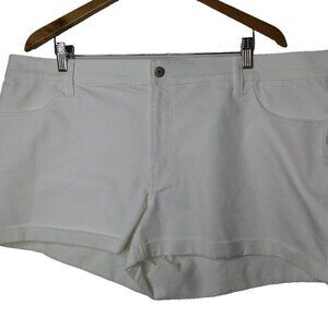 Old Navy Mom Short 20 White‎ Denim Mid-Rise Flat Front Cotton Blend Medium Wash